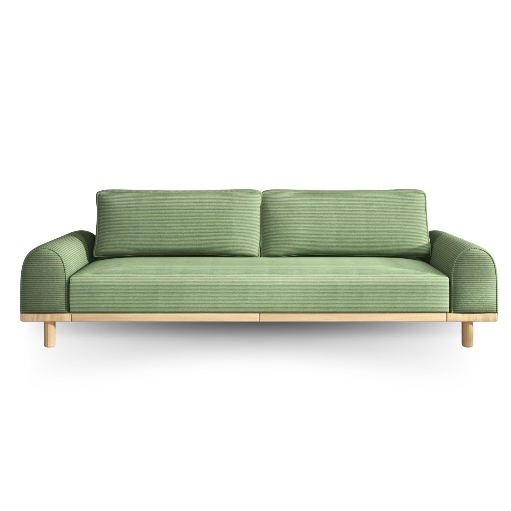 Merida Üçlü Koltuk - Fitilli Kadife Çam Yeşili-Naturel- Yataklı