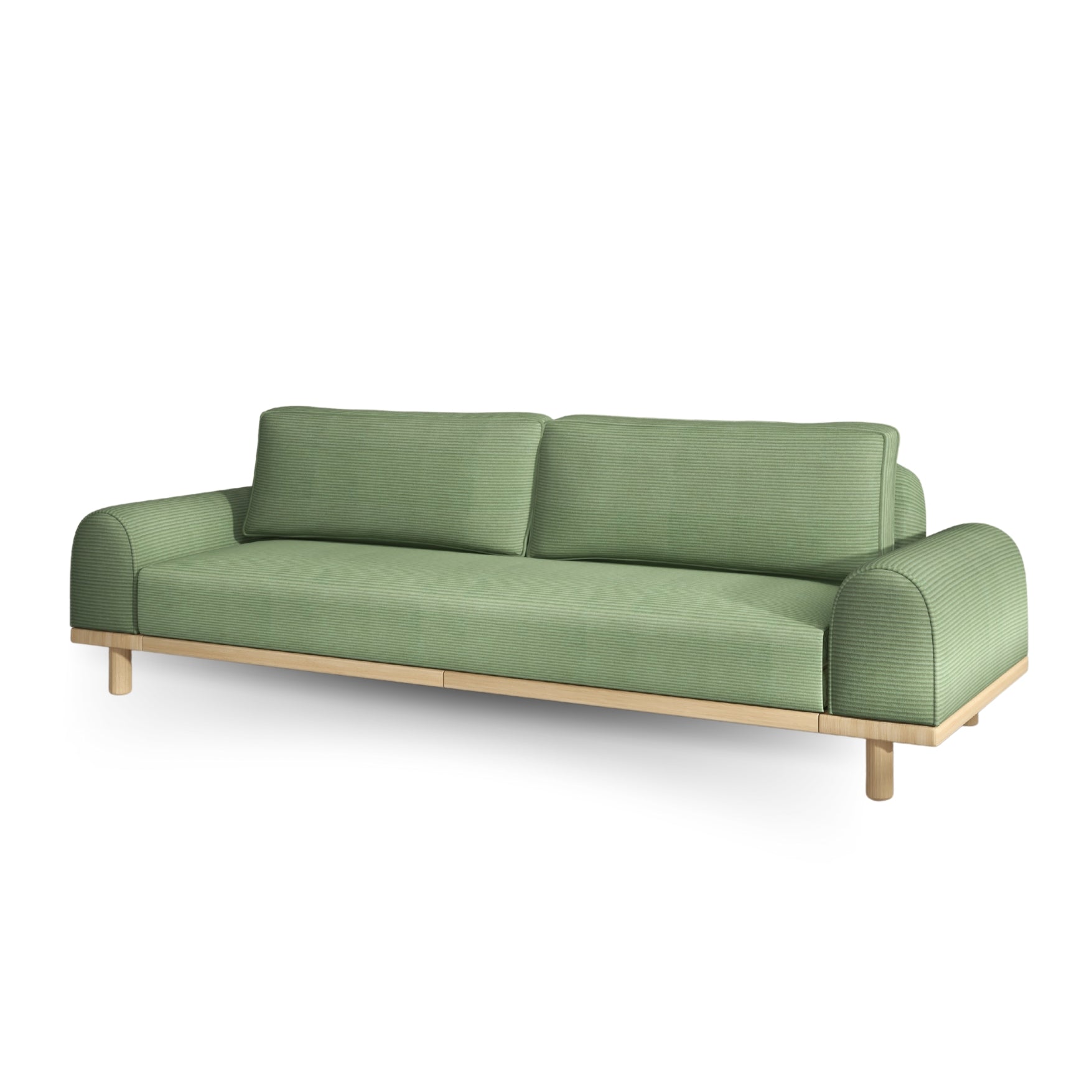 Merida Üçlü Koltuk - Fitilli Kadife Çam Yeşili-Naturel- Yataklı