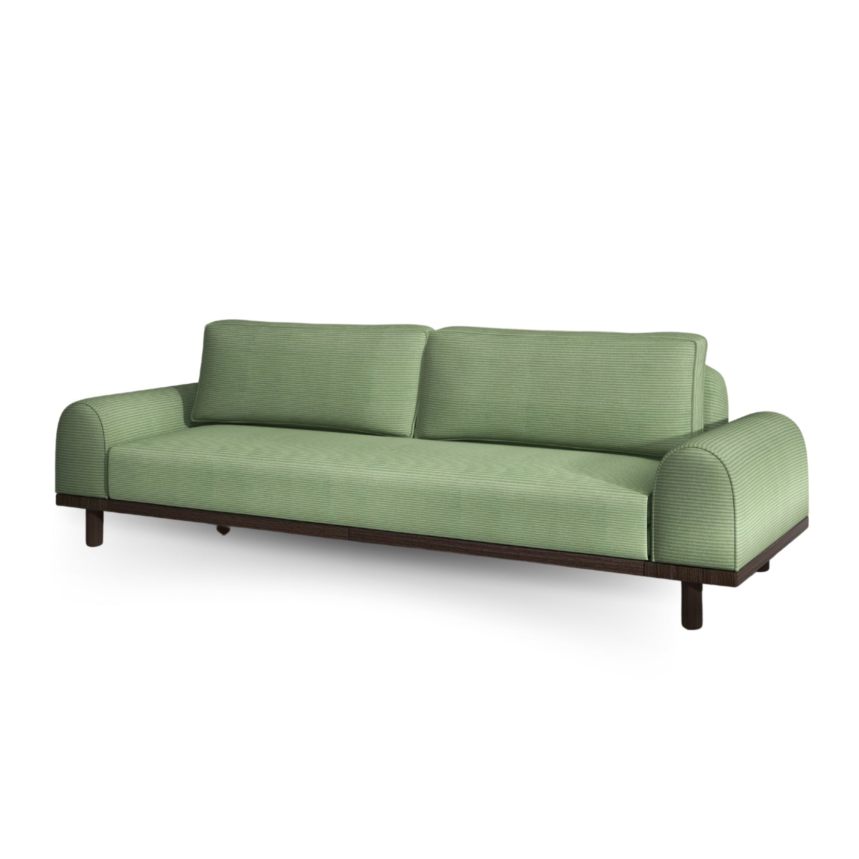 Merida Üçlü Koltuk - Fitilli Kadife Çam Yeşili-Ceviz- Yataklı