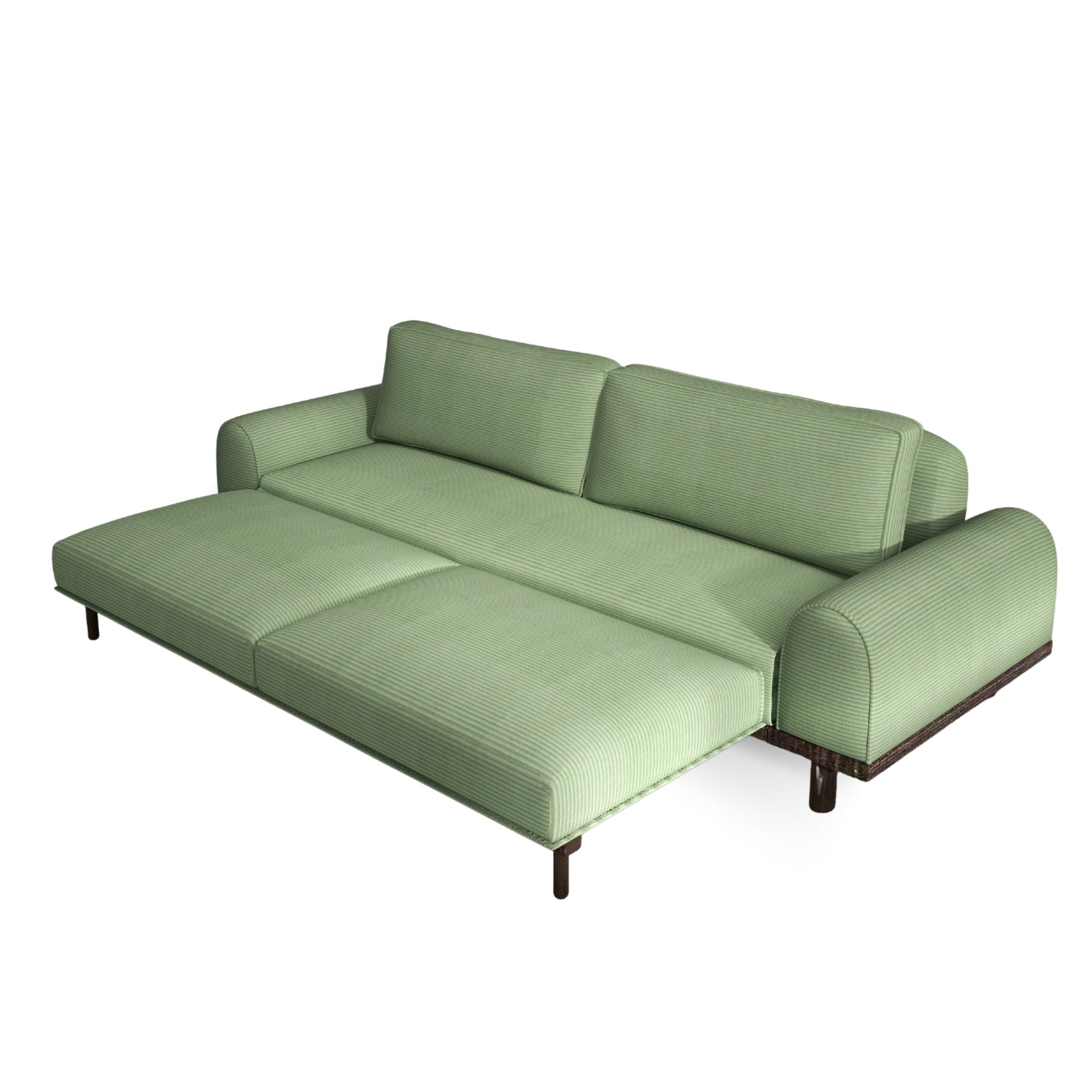 Merida Üçlü Koltuk - Fitilli Kadife Çam Yeşili-Ceviz- Yataklı