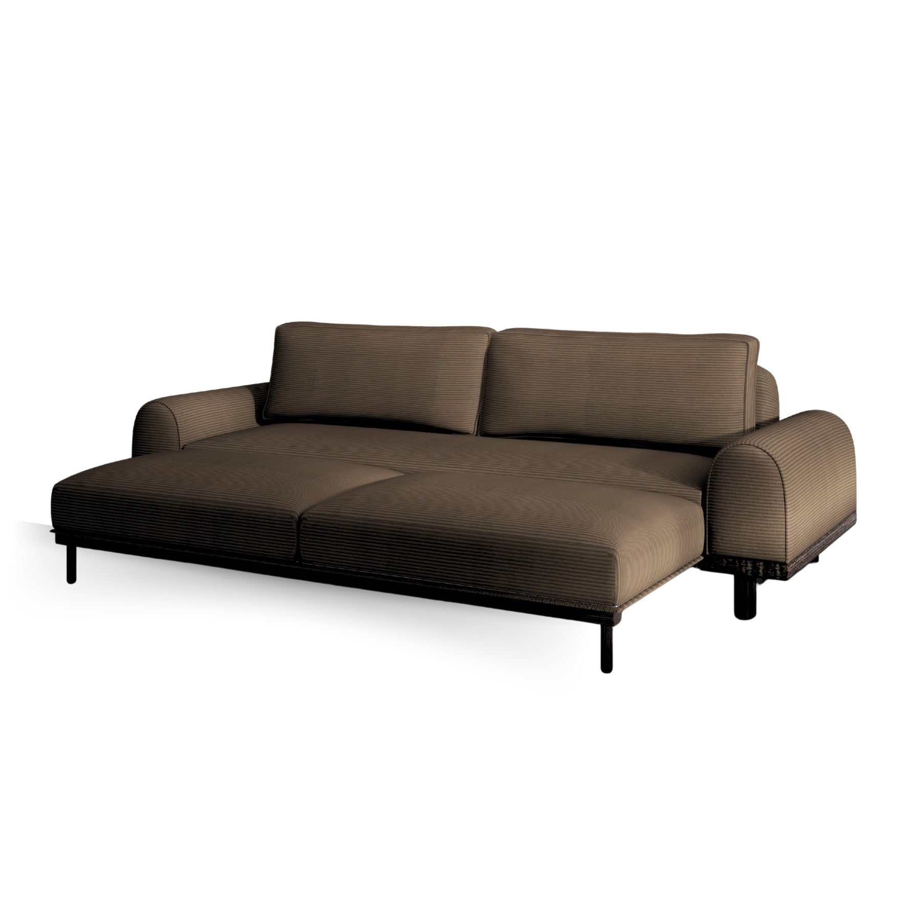 Merida Üçlü Koltuk - Fitilli Kadife Toprak- Ceviz -Yataklı