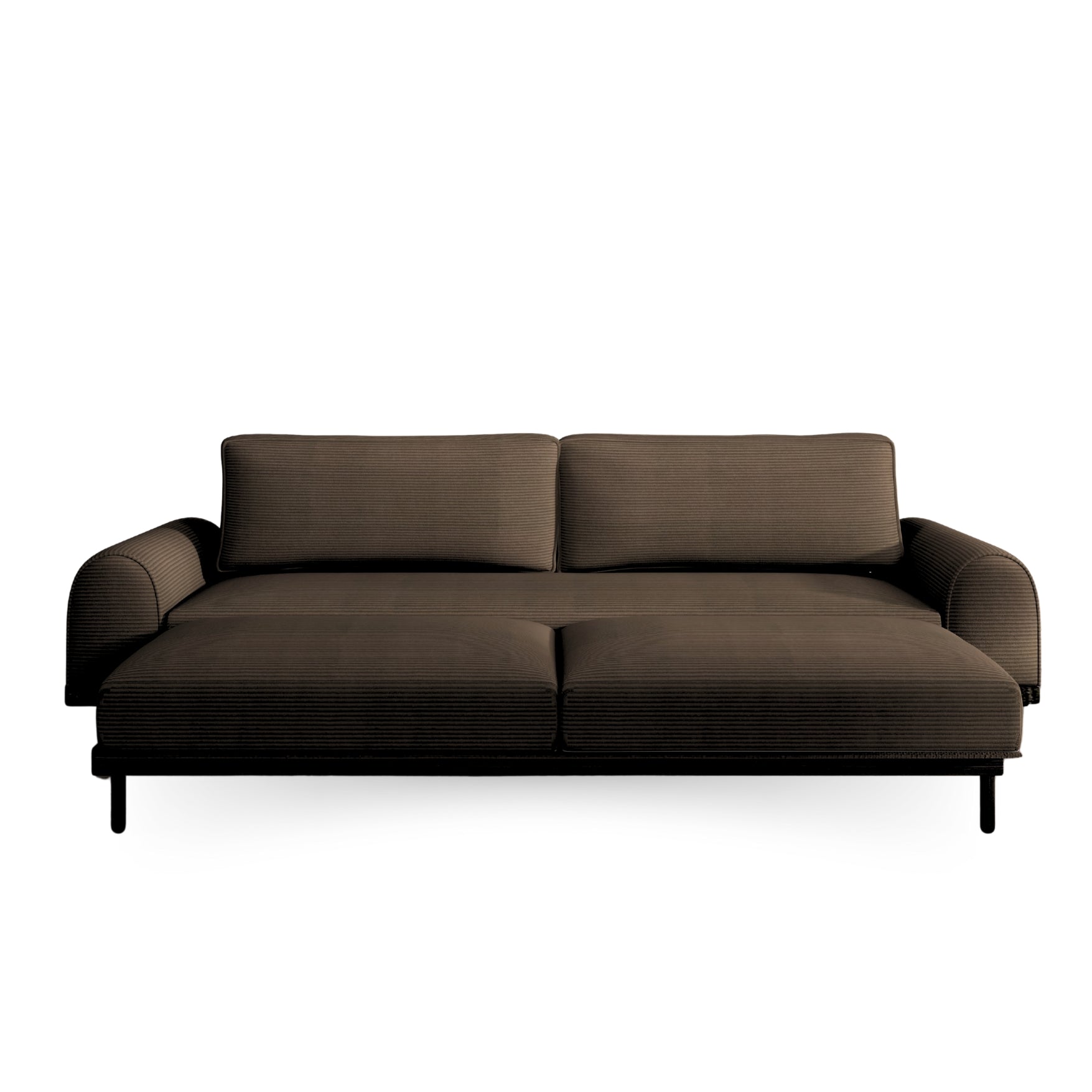 Merida Üçlü Koltuk - Fitilli Kadife Toprak- Ceviz -Yataklı