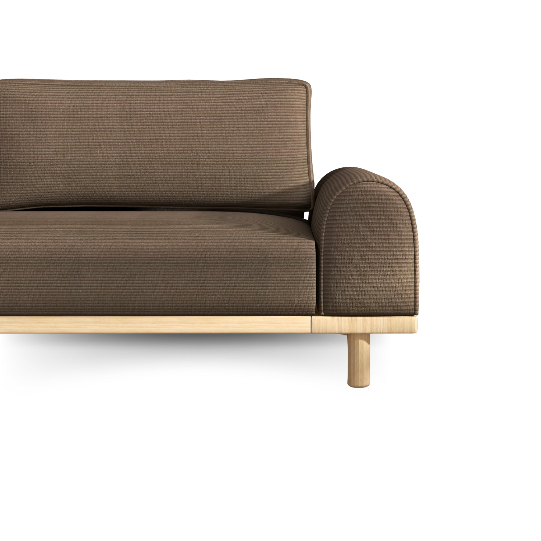 Merida Üçlü Koltuk - Fitilli Kadife Toprak- Naturel- Yataklı