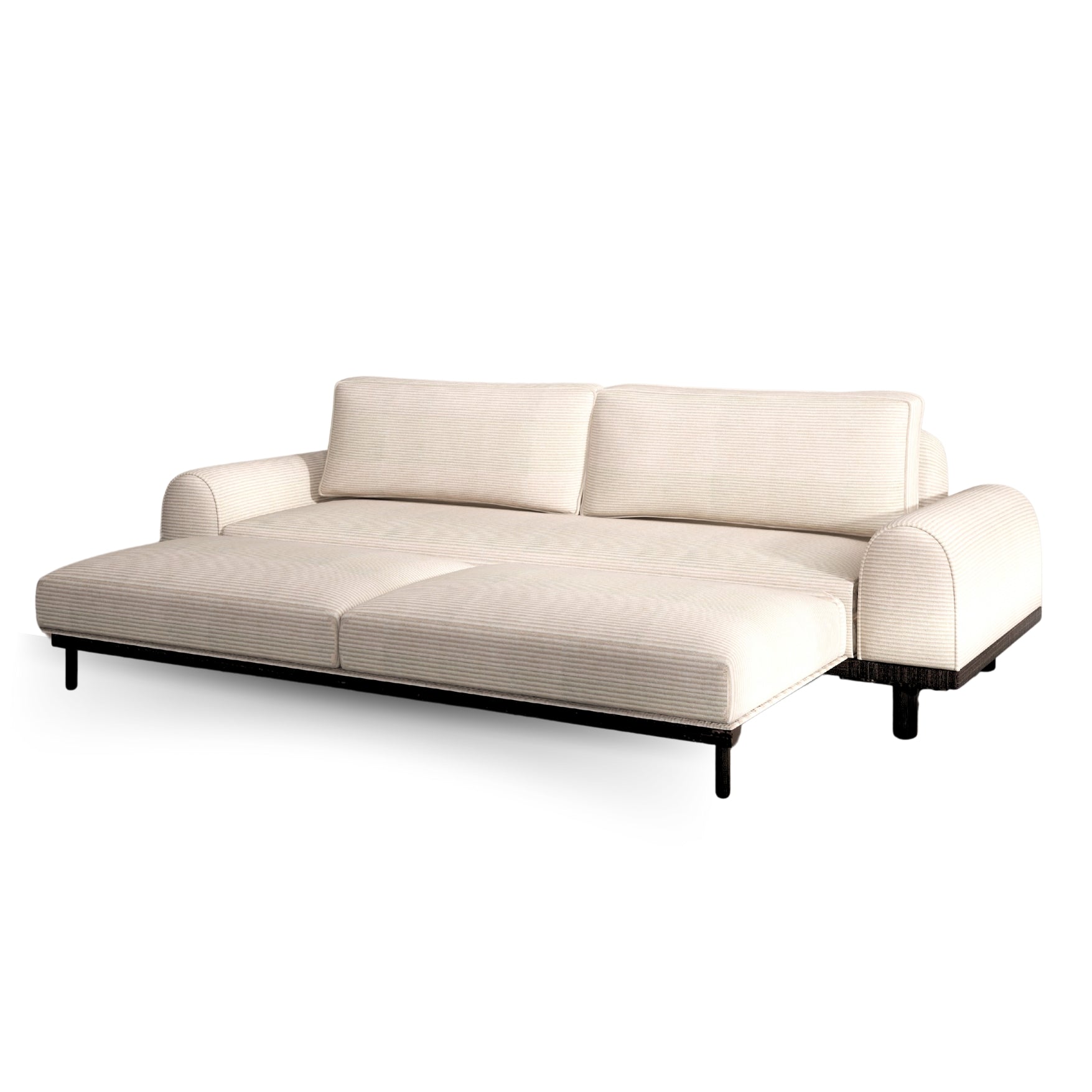 Merida Üçlü Koltuk - Fitilli Kadife Köpük-Ceviz- Yataklı